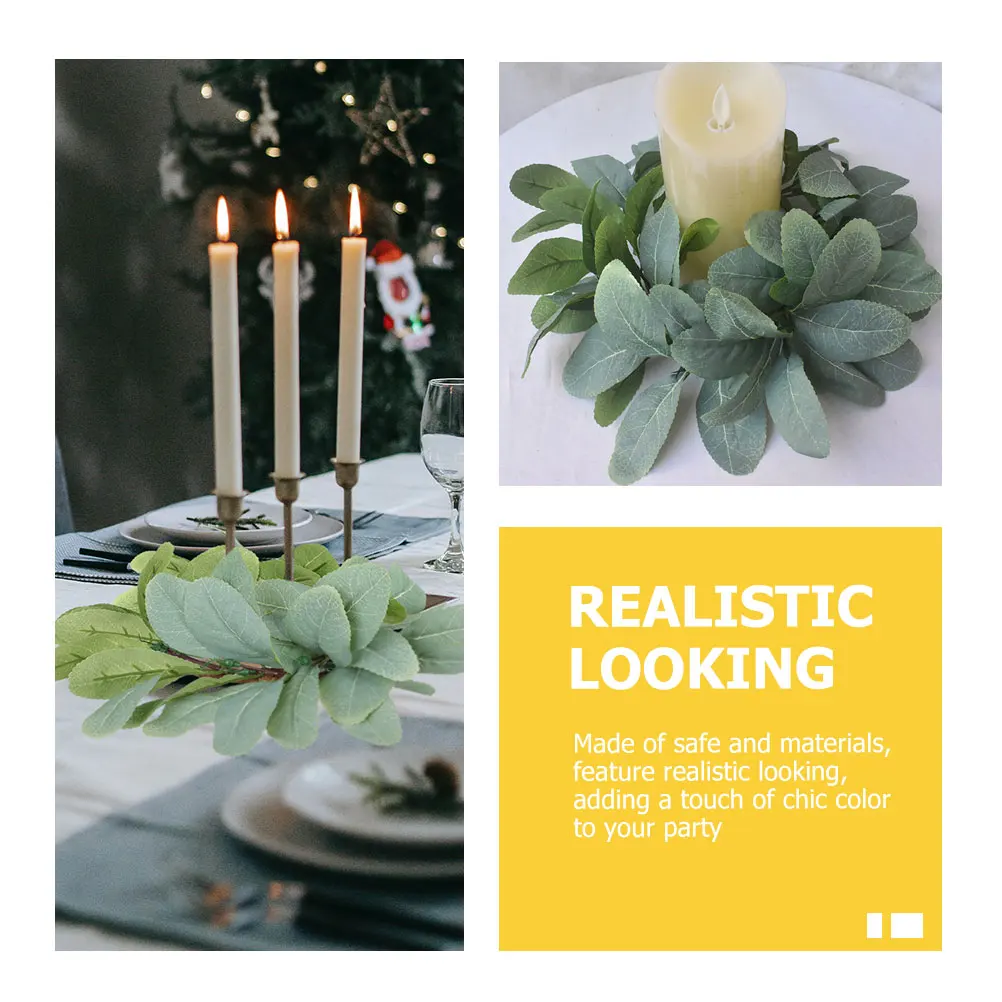 

4pcs Fake Leaf Ring Table Decoration Wedding Party Home Decorations Christmas Fall Xmas Front Door Wreath