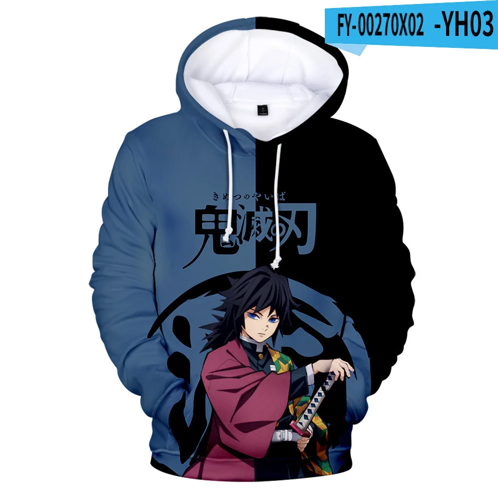 Bandai New Anime Demon Slayer Character Suit 3D Color Printing Trendy And Fashionable Fleece Hooded Sweatshirt For Men Women