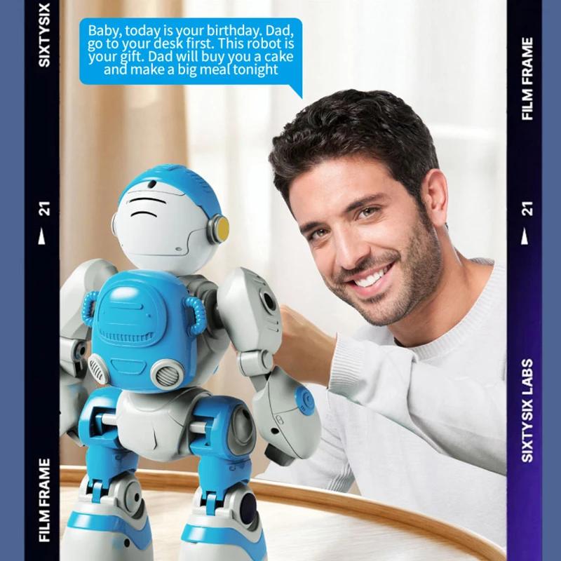 RC Robot Toy Intelligent 2.4G Voice Dialogue Audio Repetition Recording Light Remote Control Singing Dancing Mode Wireless Toys