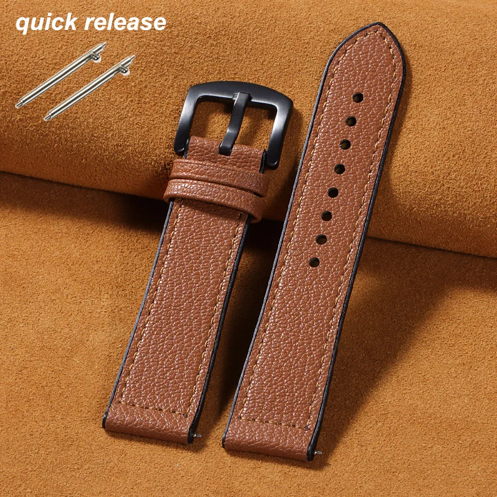 20 22mm Lychee Pattern Leather Silicone Sport Strap for HUAWEI WATCH GT5 GT4 GT3 46mm Ultimate Quick Release Bracelet Watchband