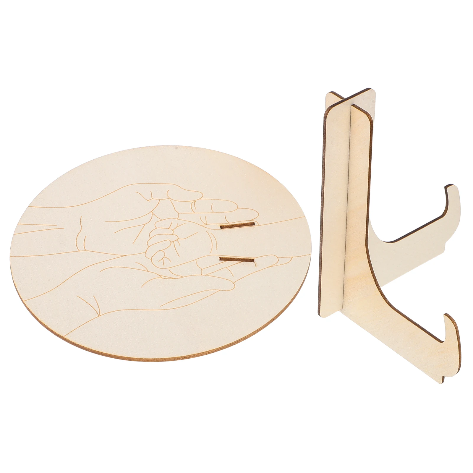 

1Set Wooden Baby Birth Hospital Bracelet Holder Engraved Round Commemorative Plaque Nursery Announcement Sign Newborn Keepsake