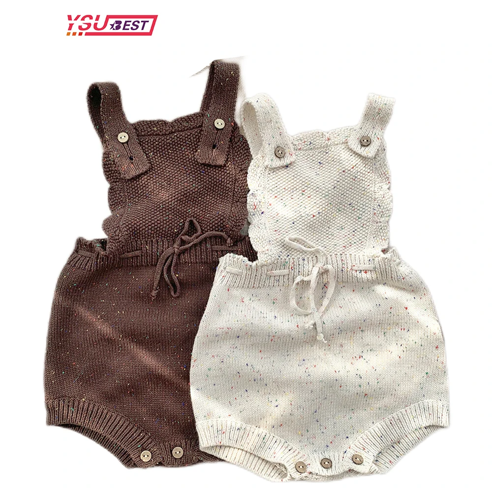 

Newborn Knitted Rompers Babies Autumn Winter Solid Color Romper Baby Sleeveless Jumpsuit Baby Vintage Colored Cotton Suspenders