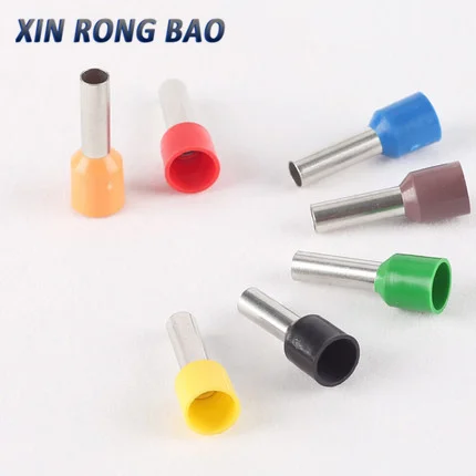 

100pcs E0508 E2508 Tubular Wire Cold Pressure Connector Electrical Terminals Cable Crimps Wire Ferrules 22AWG Wire VE0508 VE2508