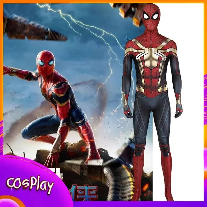 

Spider Man Integrated Suit Cosplay Costume Superhero Men'S Jumpsuit Halloween Comic-Con Props Bodysuit Kids Adult X-Mas Gifts