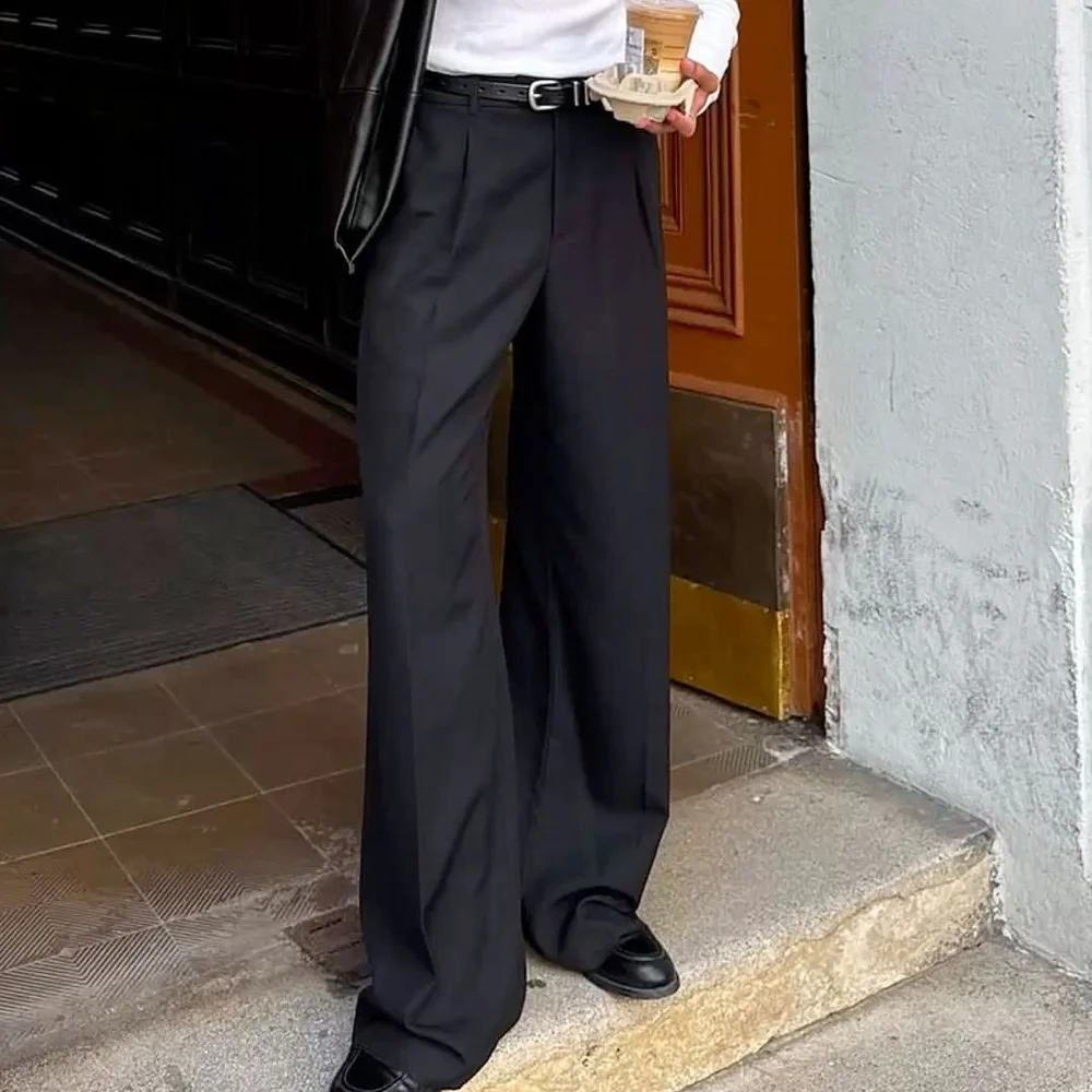 

Мужские смешанные брюки для костюма, прямые брюки, облегающие повседневные брюки, деловая повседневная офисная одежда, удобная дышащая модная одежда для