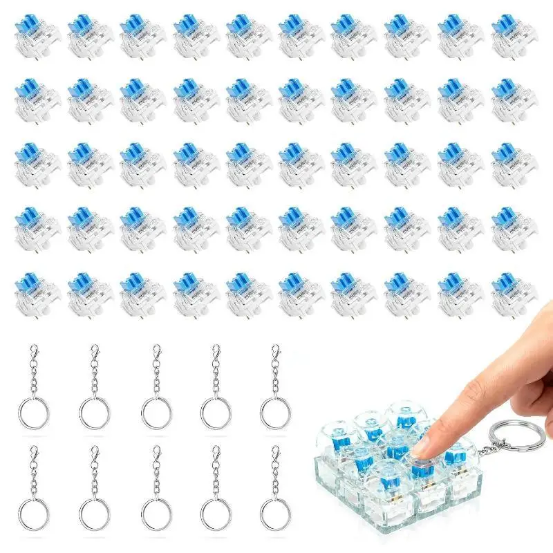 30Pcs Keyboard Clickers 3D Printed Mechanical Switch Fidget Toys 10 Keychains for Stress Relief Office Home Daily Use