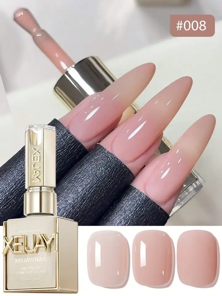 Esmalte en gel rosa transparente de 15ml de larga duración, esmalte en gel que se remoja con luz LED/UV, para salón de uñas o casa, regalo para mujer 3