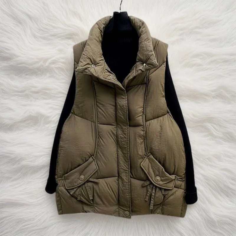 الدهون ملم المرأة أسفل القطن سترة معطف 2025 الخريف الشتاء جديد الإناث مزاجه جوكر تانك ماجيا سترة الرياضة معطف غير رسمي