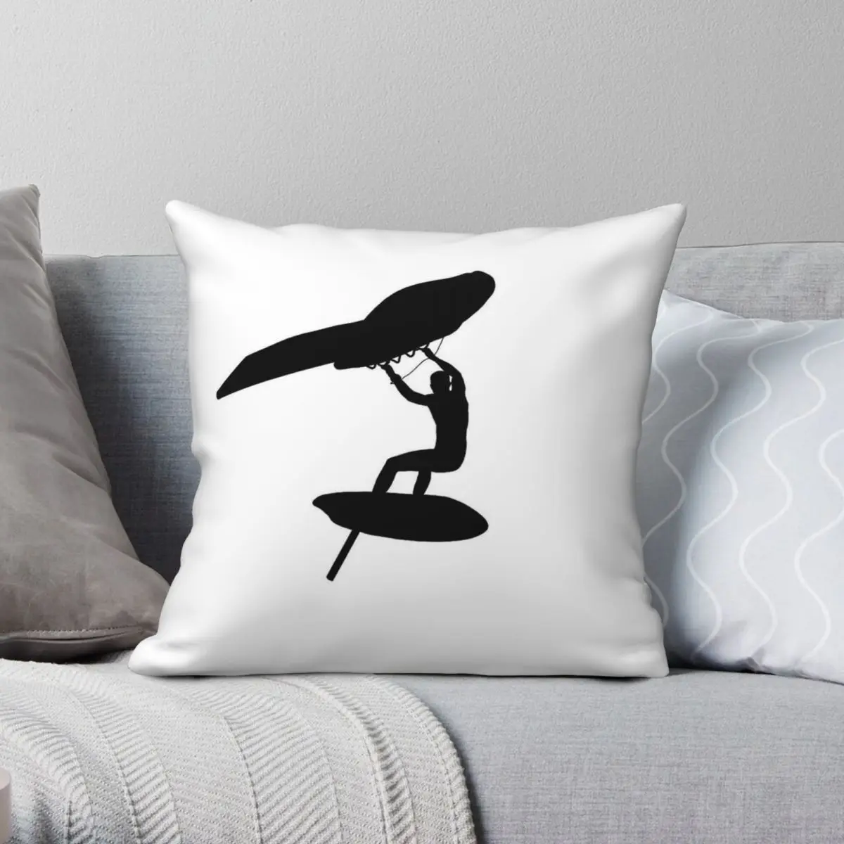 Wingfoil Wing Foil Square Pillowcase Polyester Linen Velvet Pattern Zip Decorative Car Cushion Cover