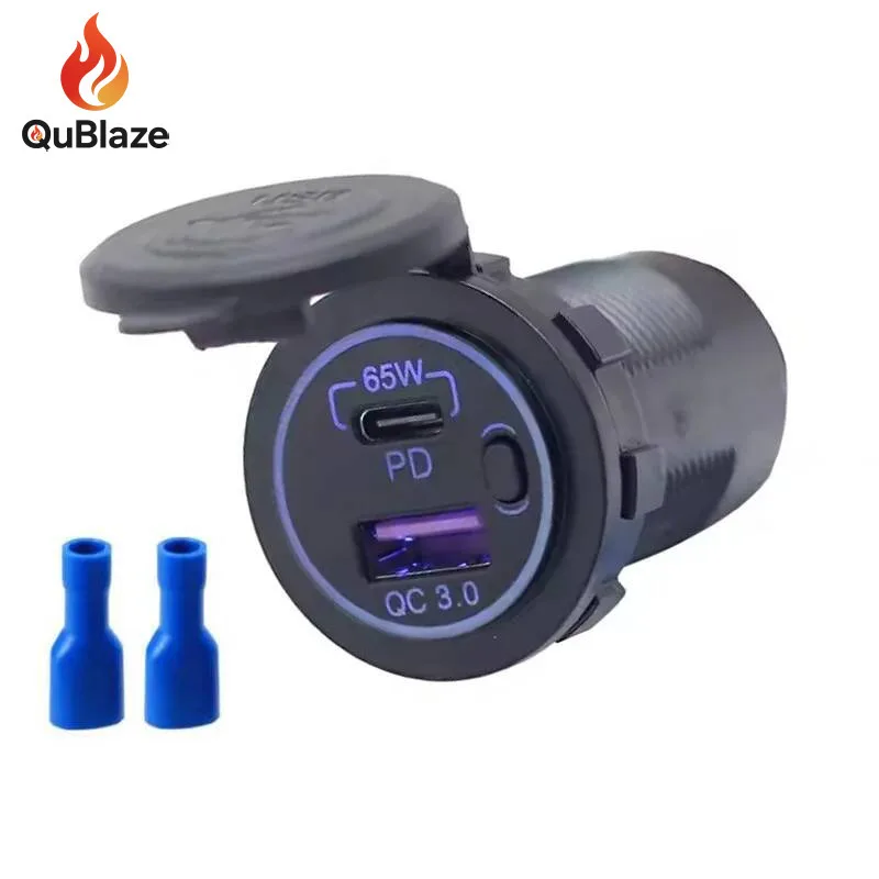 

12 В 24 В 85 Вт PD Type C/QC 3.0 USB зарядное устройство с переключателем розетка для быстрой зарядки адаптер водонепроницаемый для автомобиля, грузовика, лодки