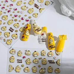 Pokemon Nail Stickers Cartoon Anime Kawaii Psyduck Thin Tough Embossed Nail Decorative Stickers Back Glue Nail Decals