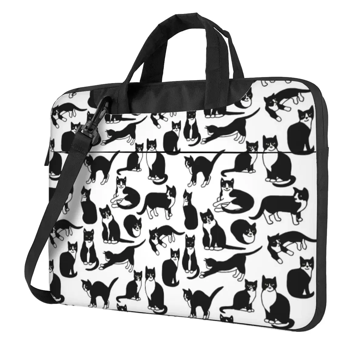 Tuxedo Cats Pattern Crossbody Laptop Bag Case Computer Bag Resistant Protective Notebook Pouch for Macbook Pro Lenovo