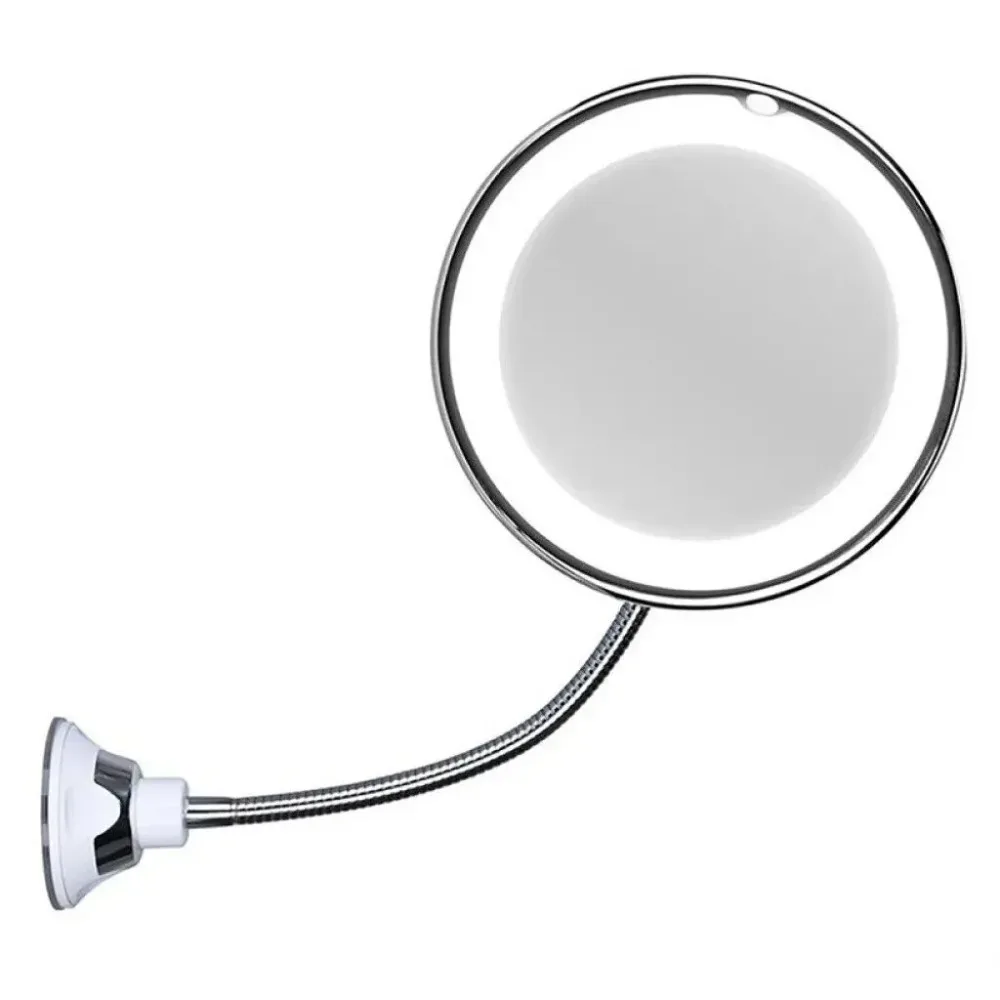 360 Degree Rotation Makeup Mirror Wall-Mounted Suction Cup Vanity Mirrors Touch Control LED Light Illuminated Magnifying Mirror