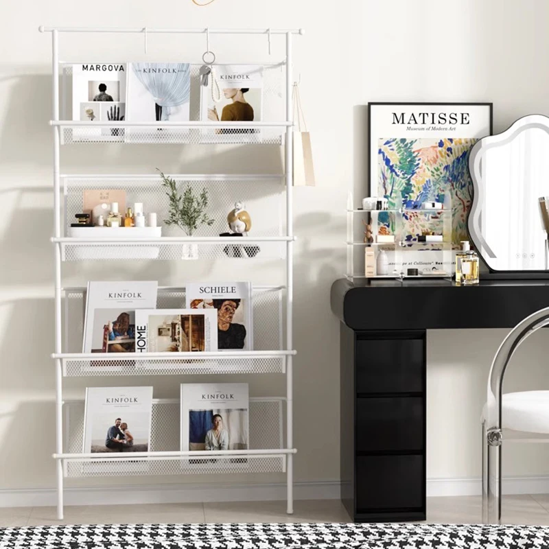 Magazine Bookcases White Minimalist Mobile Unique Children Holder Books Divider Bookshelf Desk Libreria Industrial Furniture