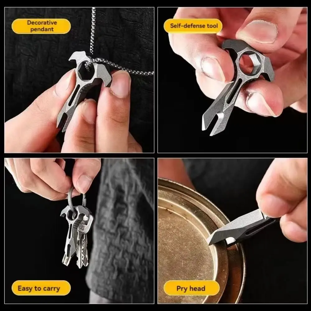 

With 2*13mm Groove Small Pry Bar Multifunction TC4 Titanium Alloy Decorative Pendant Portable Durable Wrench