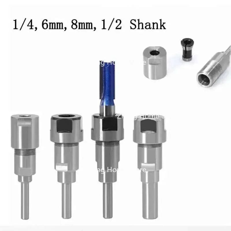 

1/4 "8mm 12mm 1/2" Shank Router Bit Extension Rod Converter Collet Engraving Machine Accessories for Wood Milling Cutter