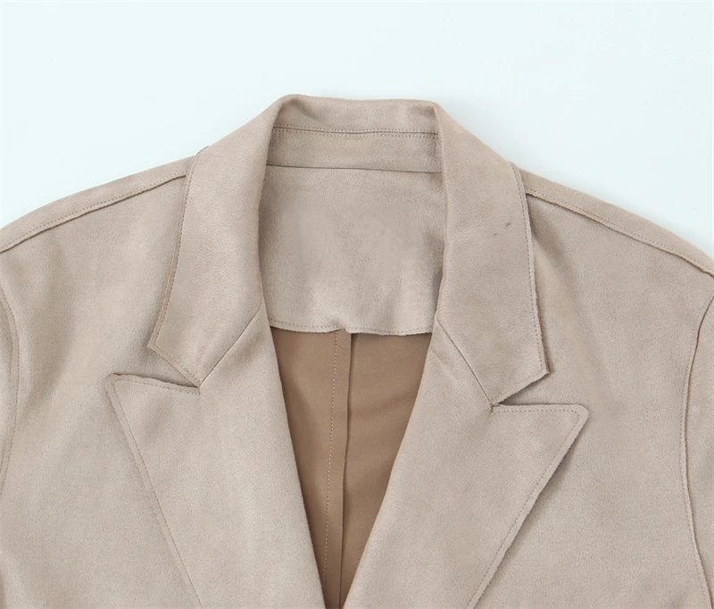 Guobioziy Women's Slim-Fit Suede Blazer Jacket 2026 Spring-Autumn New French Casual Fashion Daily British Commuter Street Style