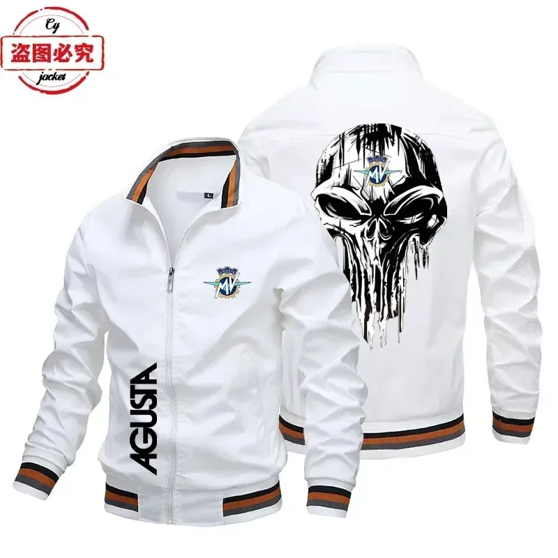 

European size MV Agusta Motorcycle Logo Motorcycle Jacket Loose Long Sleeve Men's Top Stand-Up Jacket Group Racing Suit