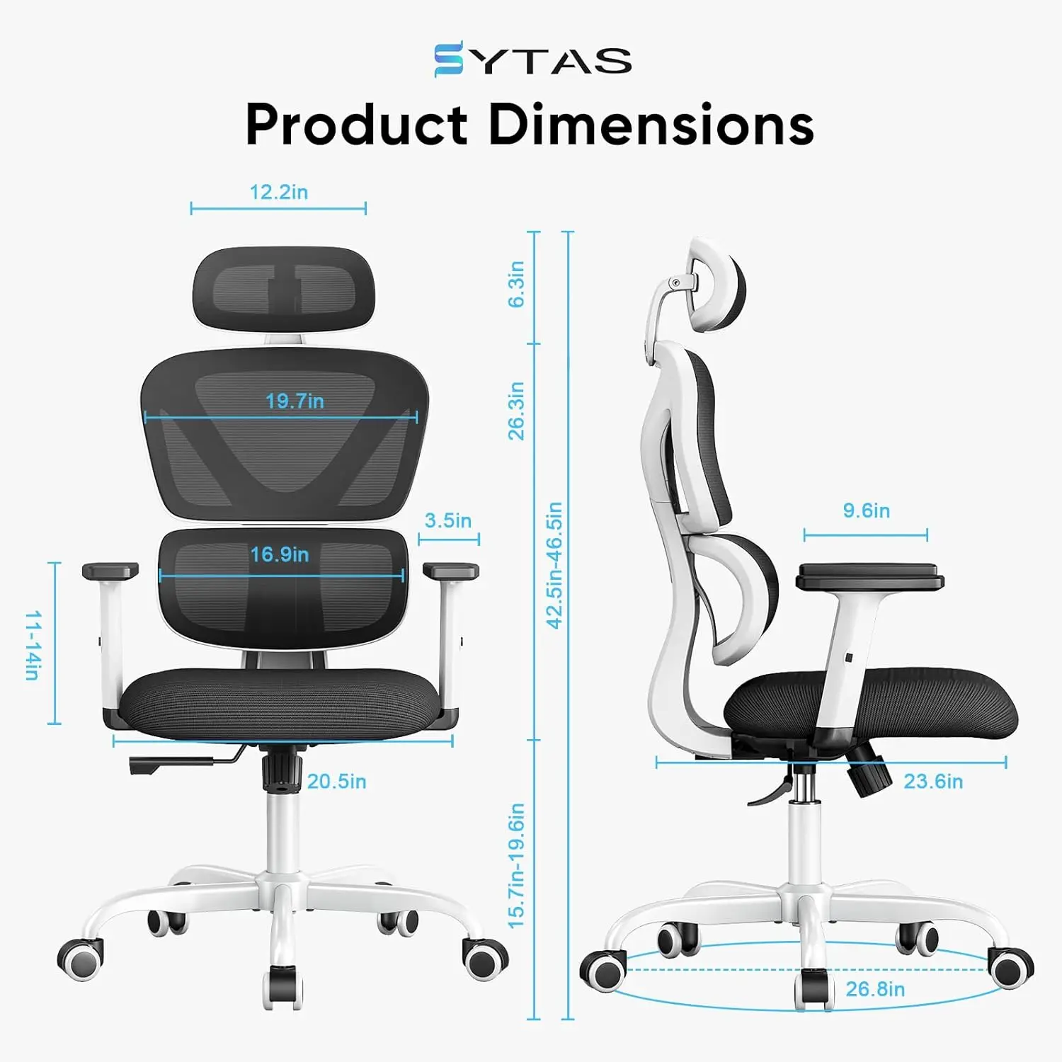 Ergonomic Office Chair, High Back Mesh Desk Chair with Lumbar Support and Adjustable Headrest