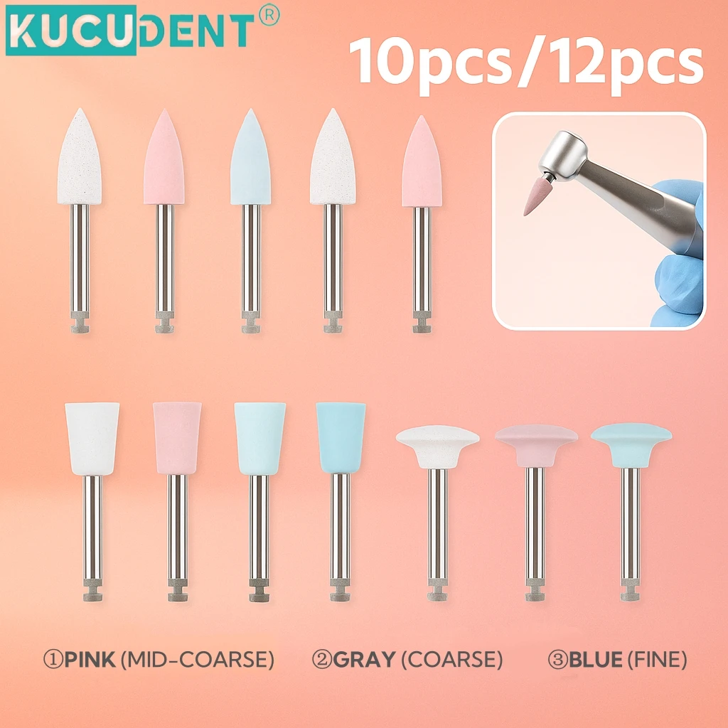 

10/12 Pcs Dental Silicone Grinding Heads Polishing Tip Teeth Polisher RA Burs Dia. 2.35mm for Low Speed Handpiece Dentistry Tool