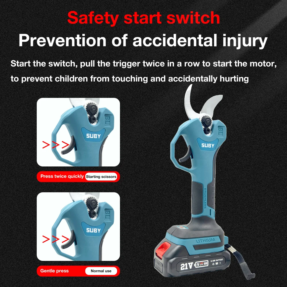 21V Brushless Electric Scissors, 25mm High-efficiency Fruit Tree Garden Electric Pruning Shears, Portable and Wireless Power