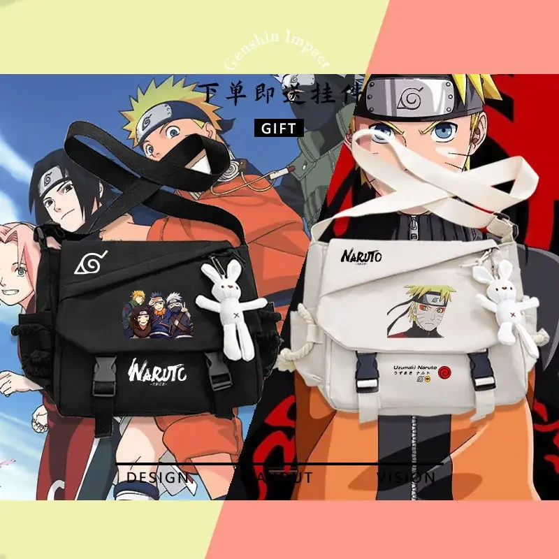 Zaino a tracolla Cartoon Naruto Naruto che circonda la borsa di classe studenti Borsa da scuola Messenger borsa da tutoring per ragazzi anime invia distintivo