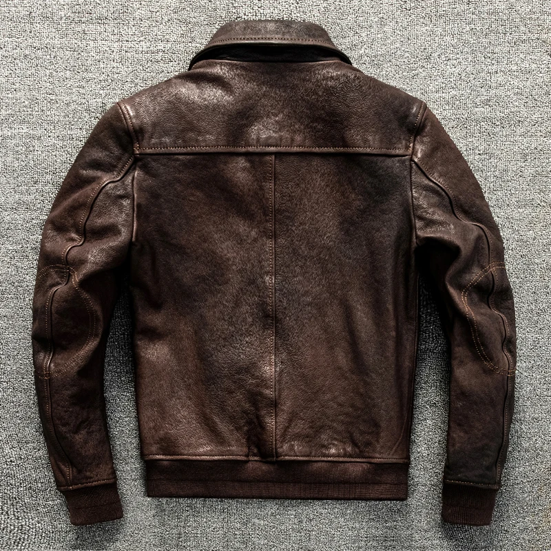 Flight Suit Mixed With Goat Leather Leather men's Short  Winter Coat Trend