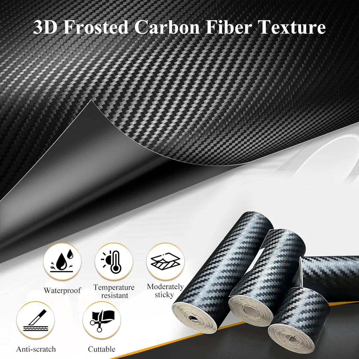 حافة باب السيارة المضادة للخدش الشريط الأسود ثلاثية الأبعاد نانو ألياف الكربون مقاوم للماء العالمي الجانب مرآة حامي قطاع الفيلم #3