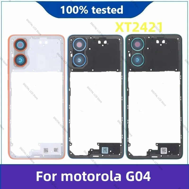 NEW For Motorola Moto G04 Back Cover Middle Frame Holder Housing Repair and Replacement for moto XT2423 Back Cover Middle Frame