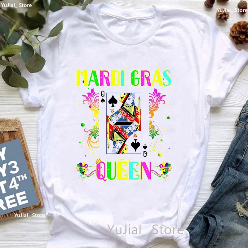 

Mardi Gras Queen Graphic Print T Shirt Women Clothes 2024 Summer Short Sleeve T-Shirt Female Harajuku Shirt Dog Tshirt Femme