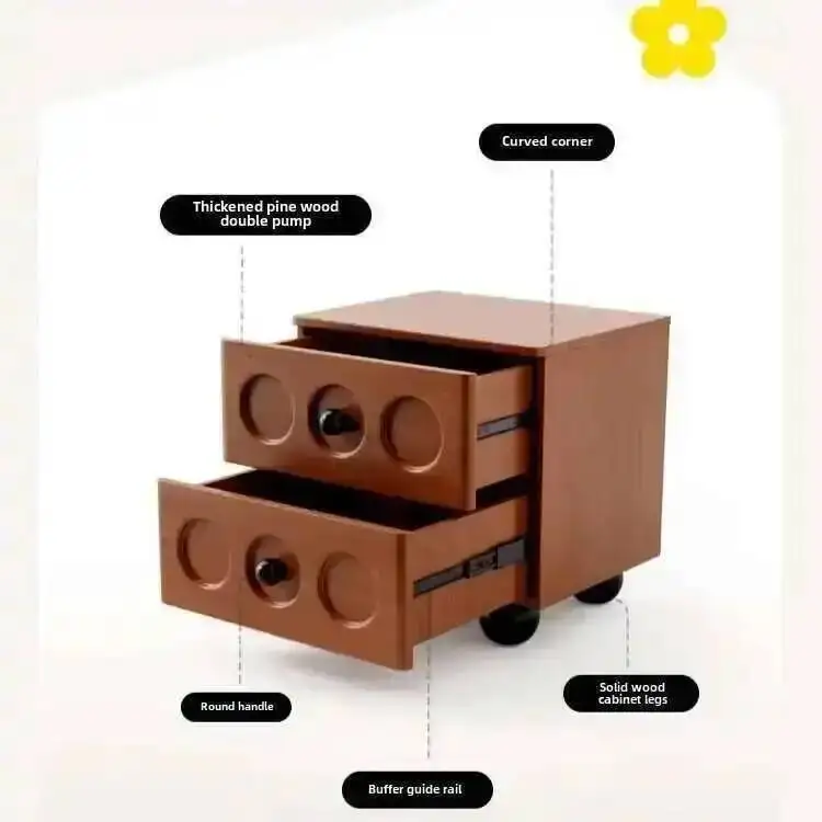 تخزين الرجعية طبقة مزدوجة سعة كبيرة تخزين خزائن طاولة السرير جميع الخشب الصلب ضوء أثاث منزلي إبداعي فاخر #6