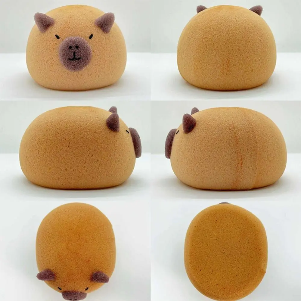 ลูกบอลโฟมตาข่ายสำหรับอาบน้ำลายการ์ตูน capybara ดูดซับน้ำที่ขัดผิวชุดอาบน้ำทำความสะอาดผิว