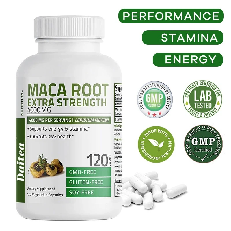 

Maca Root Extra Strength 4000 MG Per Serving, Lepidium Meyenii - Non-GMO, 120 Vegetarian Capsules