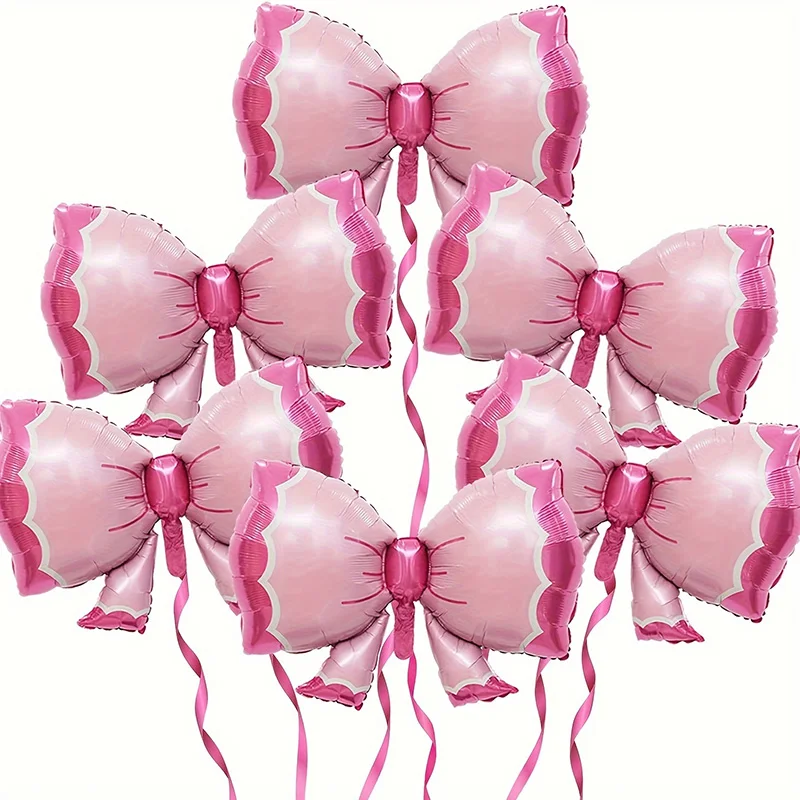 2/6 Stück rosa Schleife, großes Folienballon-Set für Mädchen, Geburtstag, Baby, Taufe, Hochzeitstag, DIY, Party-Dekoration, Zubehör