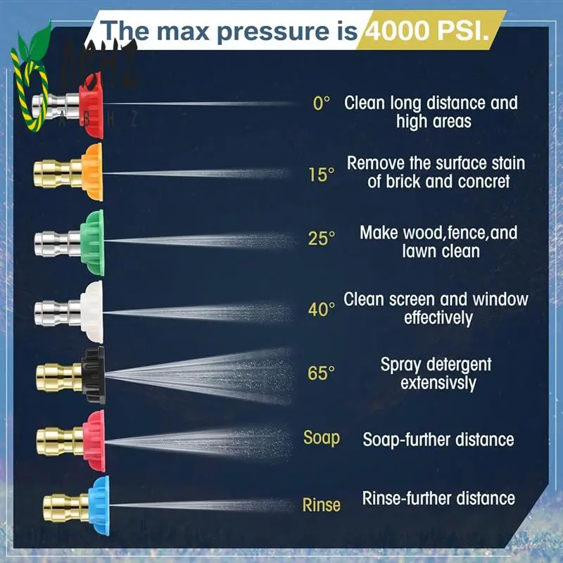 

ABHZ-3Sets 7Pcs Pressure Washer Nozzle Set,4000 PSI Power Washer Nozzle Tips With Nozzle Holder,1/4Inch Quick Connect, 2.5GPM