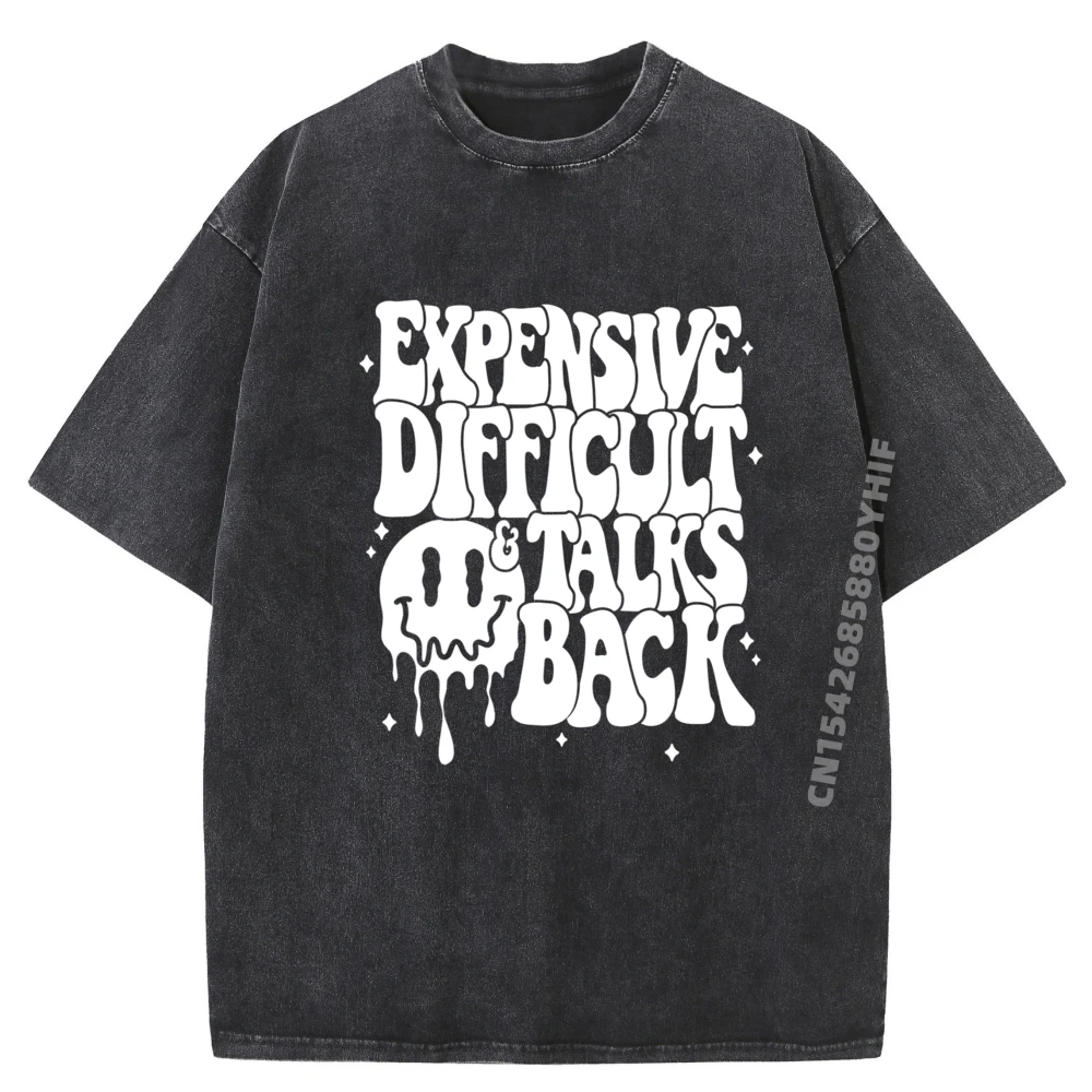 

Expensive Difficult And Talks Hiphop Streetwear T-Shirt Mens Loose Washed Shirt Mens Graphic Tees Gothic Style