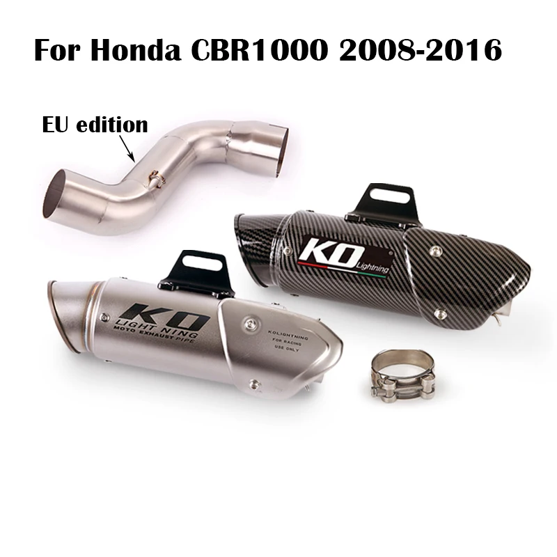 

For Honda CBR1000 2008-2016 Motorcycle Exhaust System 51mm Slip On Muffler Tail Pipe Middle Connect Link Tube Stainless Steel