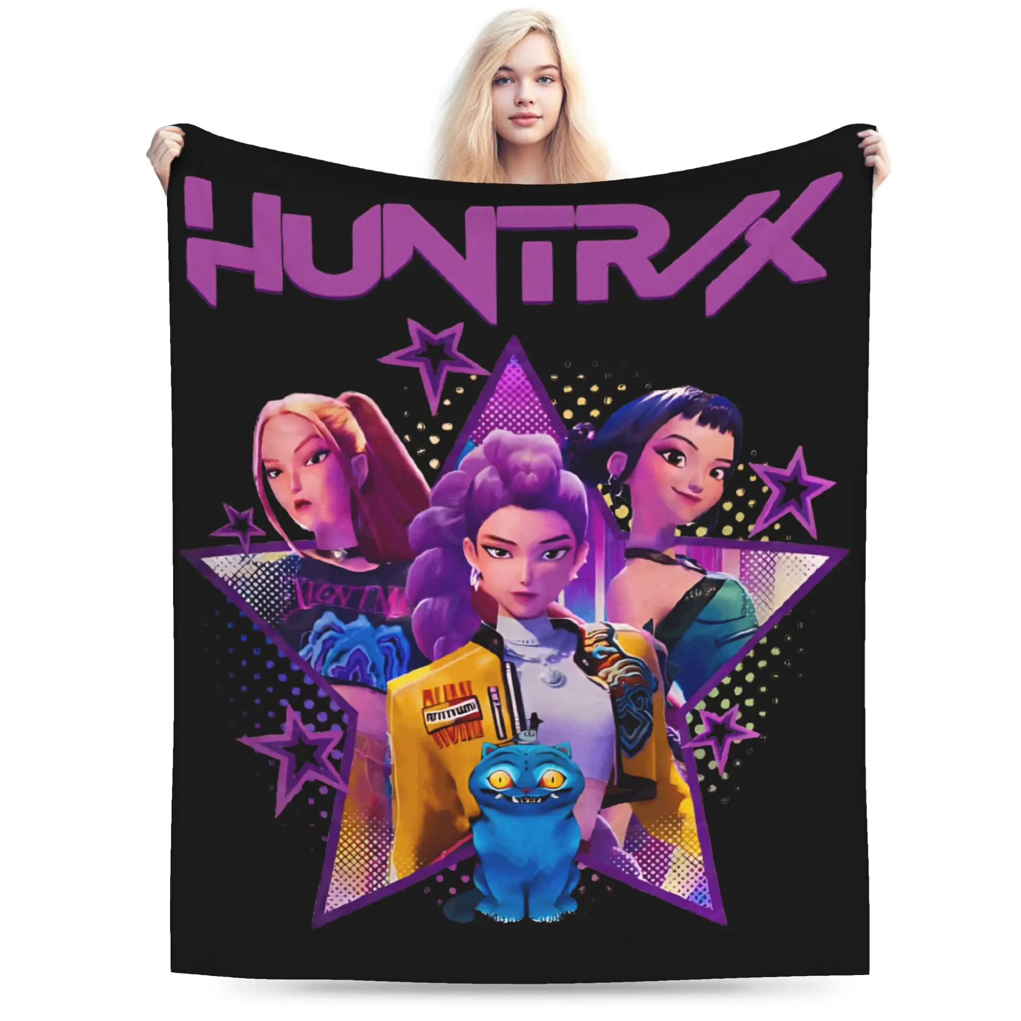 

Warm Blankets Decorative Kpop Demon Hunters Huntrix Girls Throw Blanket Flannel Bedspread For Home Decor Novelty Sofa Bed Cover