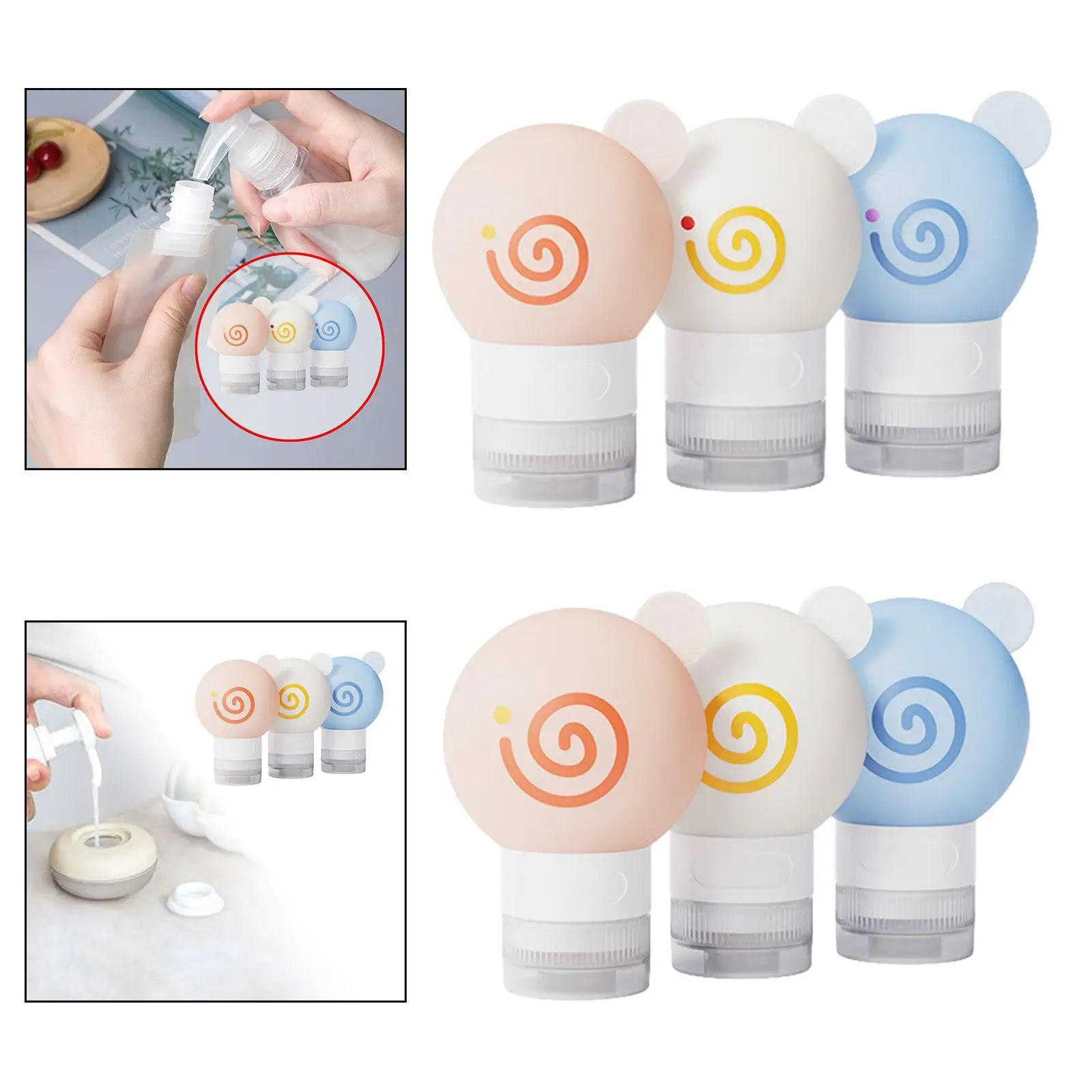 세면도구 로션 용기 집들이 선물용 여행용 병 3개 채우기 쉽습니다.