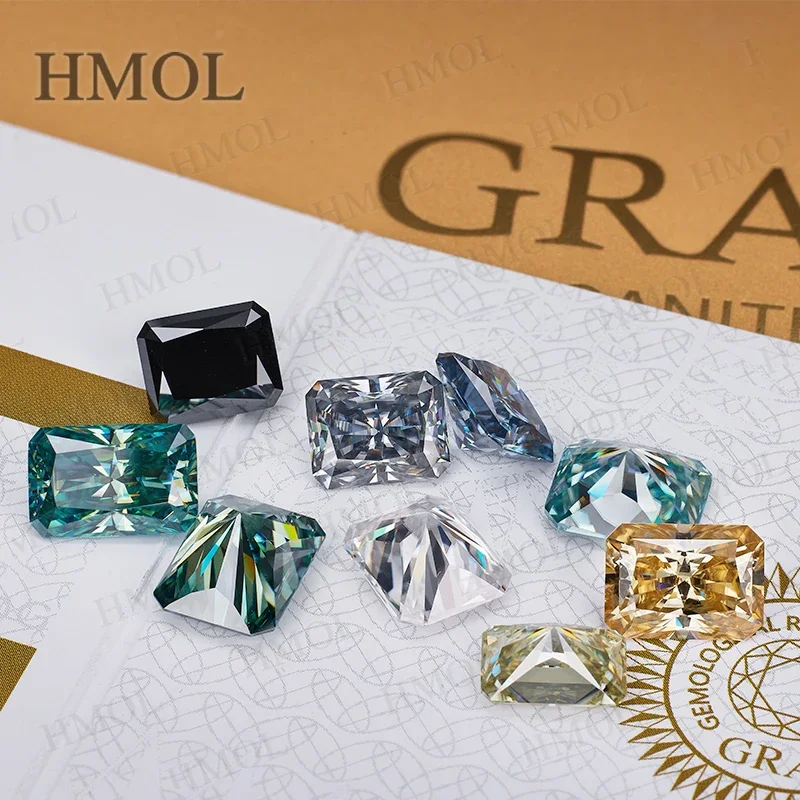 Moissanite Diamond New Brilliant Radiant Cut Loose Gemstone DIY With GRA Original D Black Green  Aqua Blue Champagne Multicolor