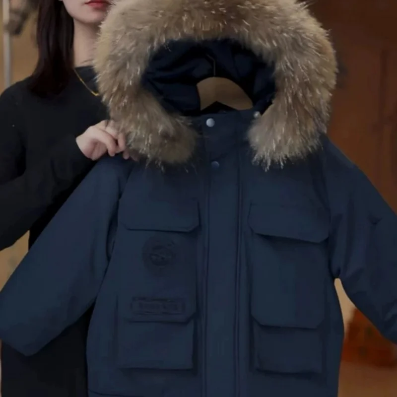 

Boys Coat Overcoat Jacket Windbreak Outerwear 2025 Navy Blue Winter Autumn Cotton Thicken Sport Teenagers Christmas Gift Childre