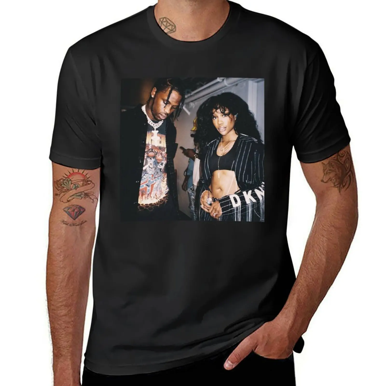 SZA And Travis T-Shirt oversized vintage clothes mens cotton t shirts