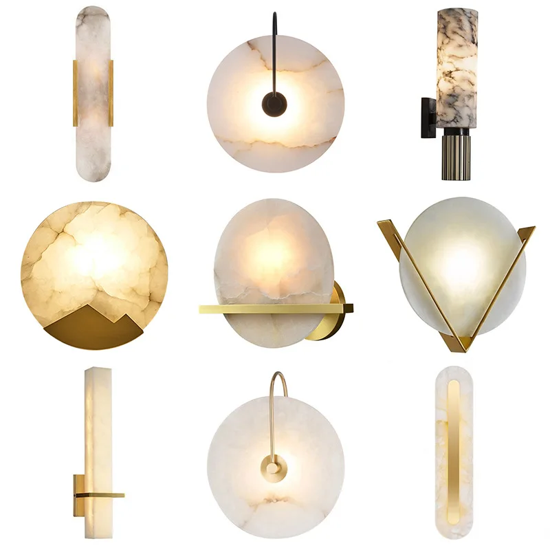 

Nordic living room marble TV background wall light post-modern creative bedroom bedside wall light simple aisle corridor light