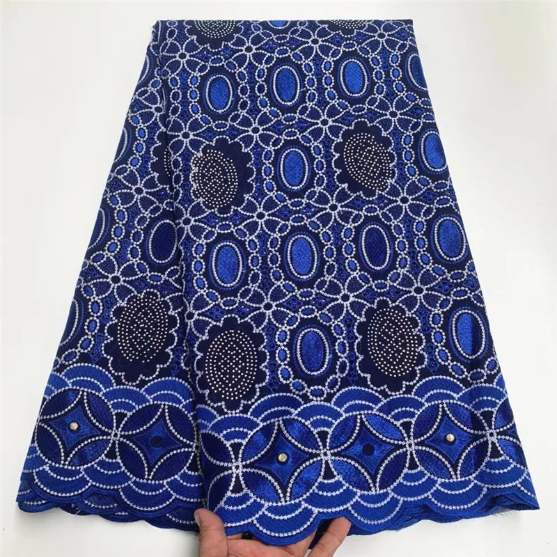 

5-ярдовая тяжелая вышивка бисером, африканская 100% хлопчатобумажная ткань премиум-класса, высокое качество, швейцарская вуаль, кружево, популярный стиль Дубая PSJF82901