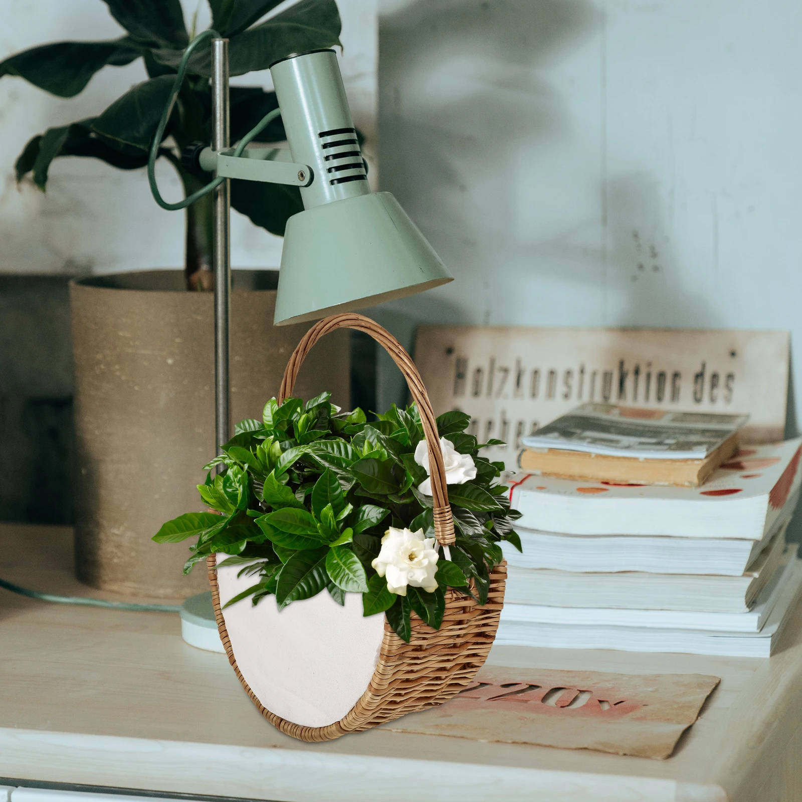 

Rattan Storage H held Woven Craft Decorative Flower Basket Home Decor Simple Girl Creative Weaving Basket Durable Practical