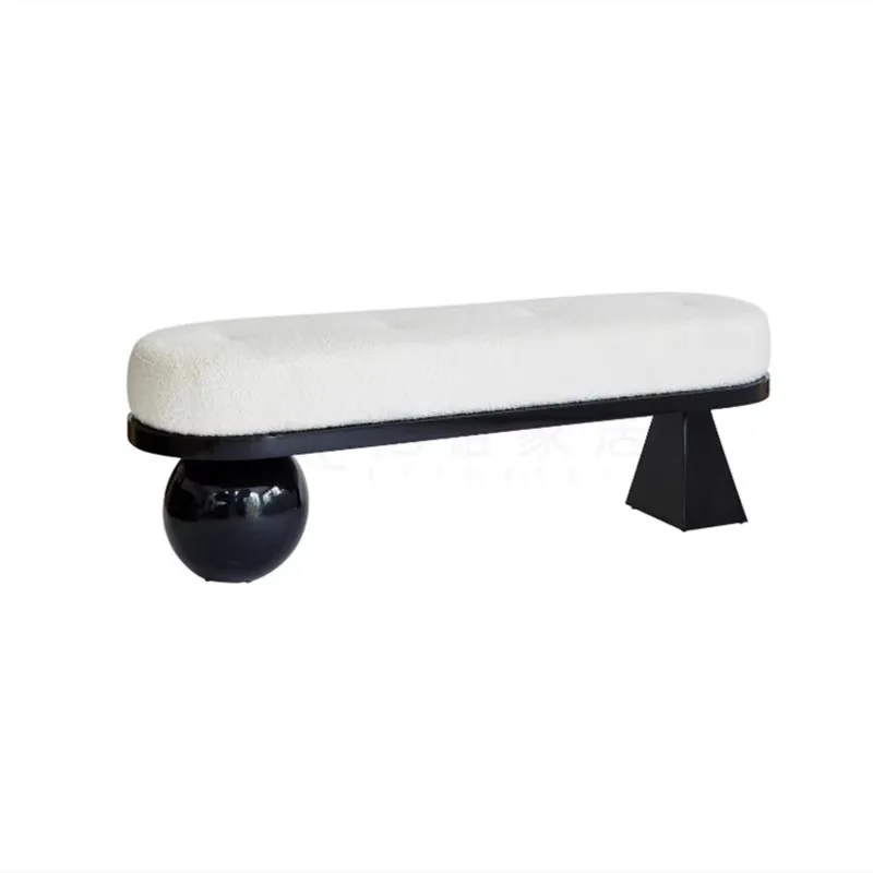 

wabi-sabi minimalist cloakroom, solid wood shoe changing Nordic minimalist living room, sofa bench bedroom, lamb wool