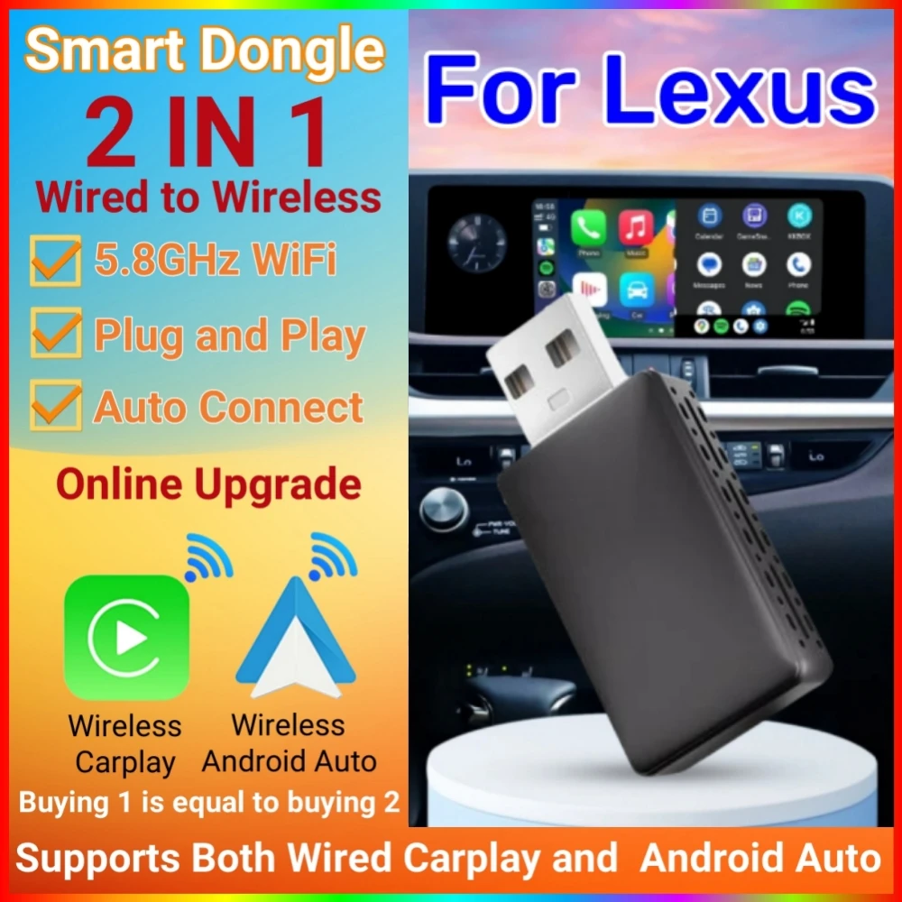 Wireless CarPlay Android Auto Wireless Adapter Smart Mini Box Plug And Play WiFi For Lexus ES 200 300 RX NX UX GX LX IS LS