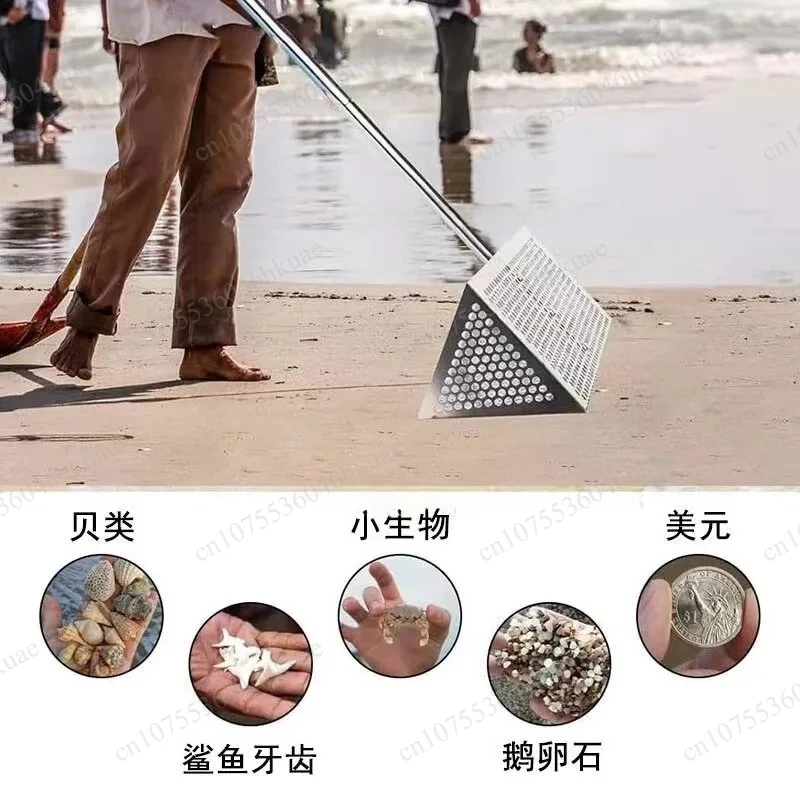 Stainless Steel Beach Cleaning Tool Multifunctional Sand Sorting Rake Outdoor Seaside Gathering Accessory