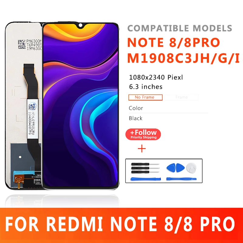 6.53 "Điện Thoại Di Động Màn Hình Lcd Dành Cho Xiaomi Redmi Note 8 Màn Hình M1908C3JH M1908C3JG M1908C3JI Màn Hình Cảm Ứng Cho Redmi Note 8 pro Màn Hình Lcd