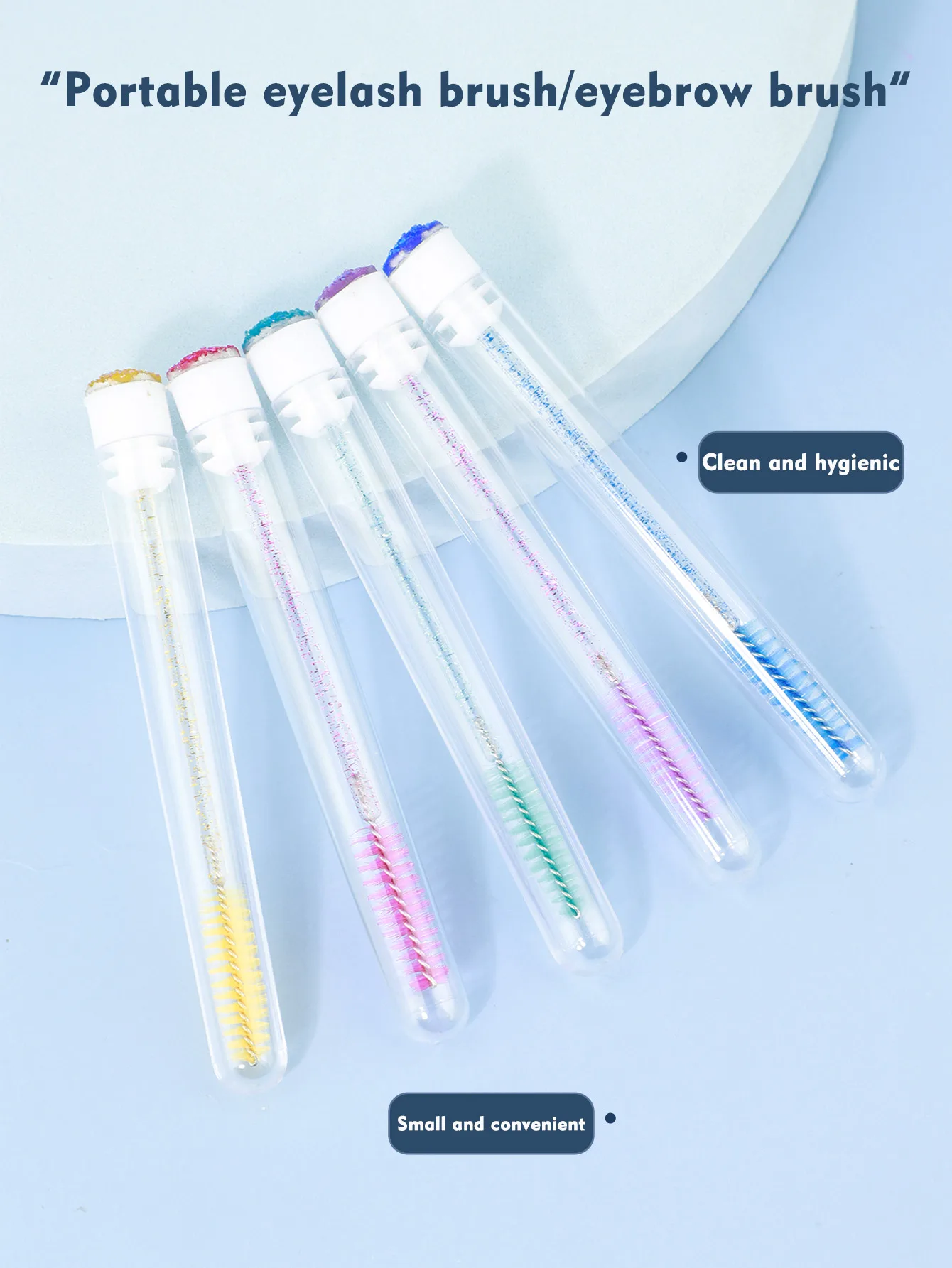 5/10 Stück tragbare Make-up-Mascara-Pinsel mit Bohrschlauch-Installation, Einweg-Mascara-Pinsel mit Kristallstab, Augenbrauen-Curling-Kamm